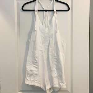 White free people short overalls